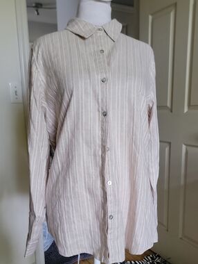 Jones New York Classic Cream-Striped Button-Up Shirt